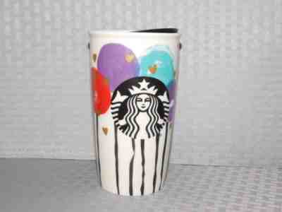 2017 Starbucks Valentines Day 12 Oz Ceramic Tumbler Travel Mug Hearts Balloons  - Sold on eBay Oct, 7th 2018 for $15.00