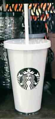 New Starbucks White Glitter 16oz Grande Tumbler Cold Cup 2017 Holiday Edition - Sold on eBay Oct, 7th 2018 for $35.99