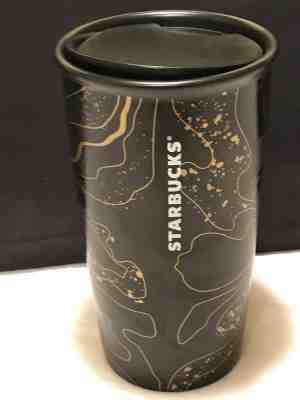 Starbucks Ceramic Traveler Black Gold 12 Fl Oz 2018 Double Wall Tumbler - Sold on eBay Nov, 13th 2018 for $21.50