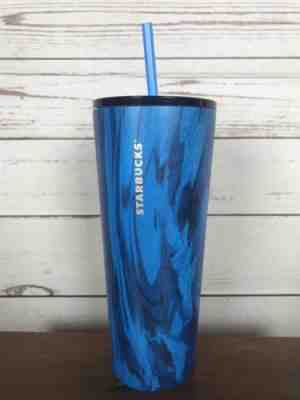 Starbucks 2018 Marble Blue Stainless Steel Venti Cold Drink Tumbler Cup 24oz NEW - Sold on eBay Nov, 12th 2018 for $19.99