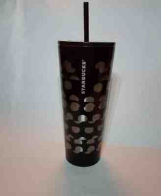 Starbucks 2018 Black and Silver Polka Dot Stainless Cold Cup Venti 24oz Tumbler - Sold on eBay Nov, 11th 2018 for $15.00