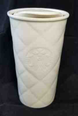 Starbucks Coffee 2012 White Quilted Tumbler Traveler Mermaid w/Ceramic Lid 10oz - Sold on eBay Sep, 14th 2018 for $29.95