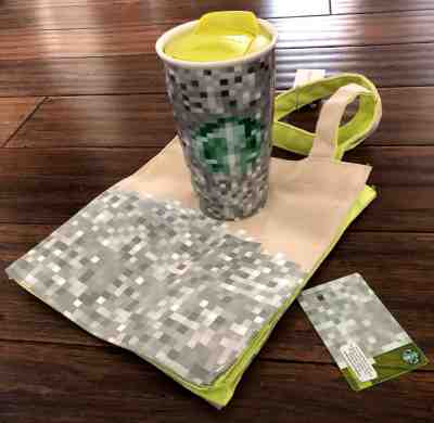 Starbucks RODARTE Ceramic Pixel Tumbler Travel Mug 12 oz + TOTE & CARD 2012 NEW - Sold on eBay Sep, 12th 2018 for $20.50