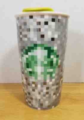 Rodarte + Starbucks 2012 Ceramic Tumbler 12oz EUC Mug Lid Pixel Block Pattern - Sold on eBay Sep, 12th 2018 for $26.99