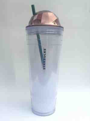 2012 Starbucks Frappuccino Cold Cup Tumbler 24FL OZ Frosted w/Rose Gold Lid - Sold on eBay Aug, 31st 2018 for $9.99