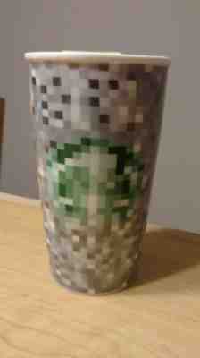 Starbucks Rodarte Travel Tumbler Mug Pixels Double Wall Ceramic 2012 limited  - Sold on eBay Aug, 31st 2018 for $9.50