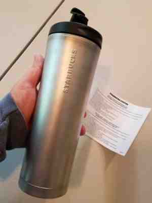 Starbucks Raw Unpolished Silver Gray Stainless Steel Tumbler Travel 20 Oz 2012 - Sold on eBay Aug, 30th 2018 for $19.99
