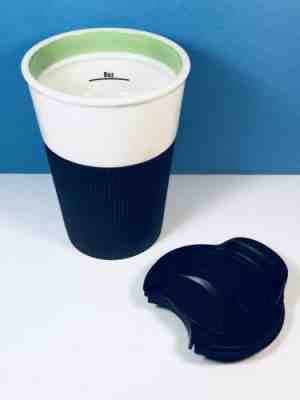 Starbuck’s White New Bone China Travel Tumbler Mug, Ribbed Rubber Grip, 2012 - Sold on eBay Aug, 22nd 2018 for $6.00