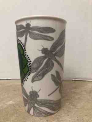 2014 Starbucks Red Dot Collection DRAGONFLY 12oz Ceramic Tumbler Silver Green  - Sold on eBay Sep, 11th 2018 for $22.95