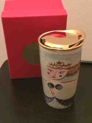 NIB 2014 Starbucks Dot Collection Split Tail Siren Traveler Tumbler Mug Gold Top - Sold on eBay Sep, 9th 2018 for $34.99