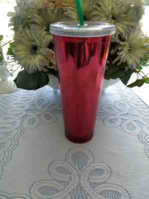 Starbucks 24oz Travel Tumbler Red  Acrylic Straw 2014 BPA Free - Sold on eBay Sep, 9th 2018 for $5.99