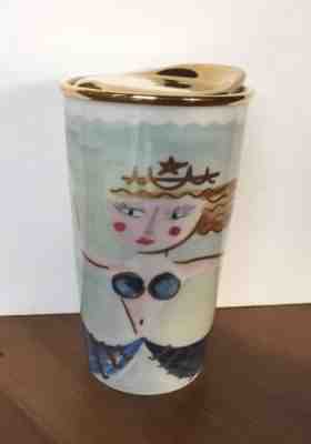 Starbucks 2014 Siren Mermaid Ceramic Gold Top Tumbler Dot Collection 12 Oz. EUC - Sold on eBay Sep, 7th 2018 for $27.99