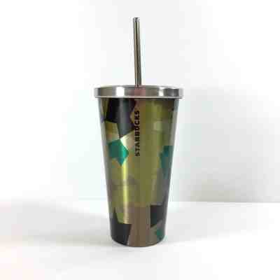 Starbucks Camo Stainless Steel Tumbler Cup 2014 Metal Straw 18 oz. New In Box - Sold on eBay Sep, 6th 2018 for $19.99