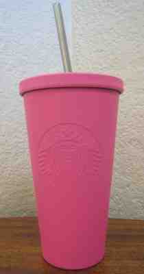 Starbucks Grande Stainless Steel Matte Hot Pink Cold Cup 16 oz Tumbler 2014 - Sold on eBay Sep, 1st 2018 for $29.95