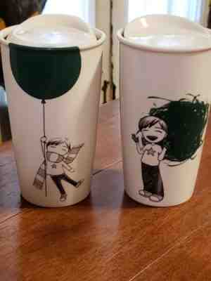 Starbucks Green Balloon & Finger Paint Child Tumblers Ceramic Lid 12oz 2014/15  - Sold on eBay Sep, 1st 2018 for $18.00