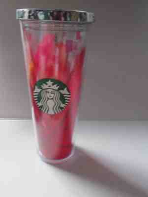starbucks 2014 tumbler travel cup pink with silver lid 24 oz - Sold on eBay Aug, 29th 2018 for $12.75