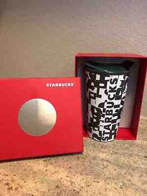 Brand New 2014 STARBUCKS DOT COLLECTION BLACK/WHITE LETTERS CERAMIC TUMBLER - Sold on eBay Aug, 29th 2018 for $19.99