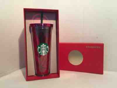 New 2014 Starbucks Cold Cup Tumbler 24oz  Red/Pink Acrylic with Straw Lid in Box - Sold on eBay Aug, 28th 2018 for $19.99