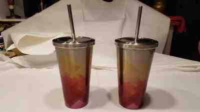 2 Unused 2014 Starbucks 16 Oz Stainless Steel Tumbler, Screw On Lid, Metal Straw - Sold on eBay Aug, 27th 2018 for $25.00