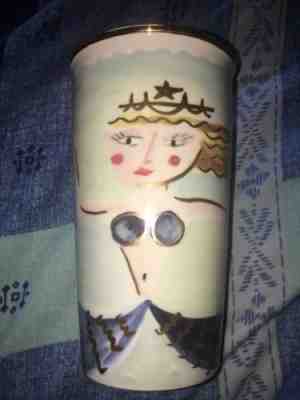 Starbucks 2014 Siren Mermaid Ceramic Gold Top Tumbler Dot Collection 12 Oz. - Sold on eBay Aug, 26th 2018 for $15.00