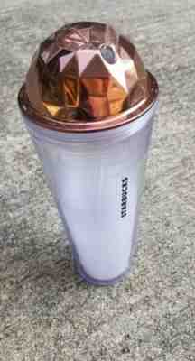 Starbucks 2014 Rose Gold Faceted Dome - Gradient White Acrylic Tumbler 24oz - Sold on eBay Aug, 24th 2018 for $13.77
