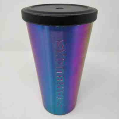 Starbucks 2014 Stainless Steel Purple/Teal Iridescent Cold Cup Tumbler 16 Oz. - Sold on eBay Aug, 24th 2018 for $15.00