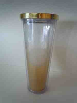 Starbucks 24 oz. 2014 Gold Ombre Diamond Pattern Plastic Tumbler No Straw Clean - Sold on eBay Aug, 20th 2018 for $6.99