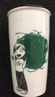 Starbucks 2015 Boy Finger Painting Dot Ceramic Travel Tumbler Cup Mug 12oz. - Sold on eBay Sep, 5th 2018 for $13.99