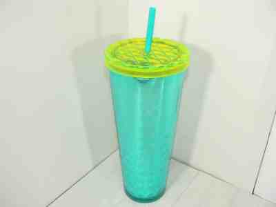 2015 Starbucks Turquoise Teal Blue Lime Green Tumbler Cold Cup Venti 24 oz - Sold on eBay Sep, 4th 2018 for $20.00