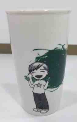 Starbucks 2015 Boy Finger Painting Dot Ceramic Travel Tumbler Cup Mug 12oz. - Sold on eBay Sep, 2nd 2018 for $9.50