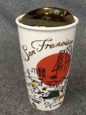 NIB Starbucks San Francisco Ceramic Tumbler Travel Mug 12 oz Limited Ed 2015 - Sold on eBay Aug, 31st 2018 for $27.99