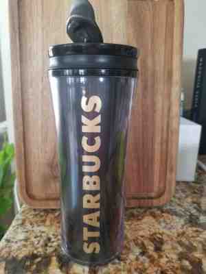 Starbucks 2015 Black Gold Print Acrylic Travel Tumbler 16 oz Flip Lid NEW - Sold on eBay Aug, 31st 2018 for $15.00