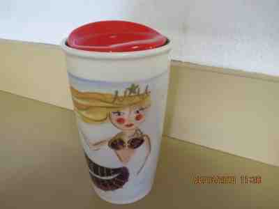 2015 Starbucks Mermaid In Ocean Travel Coffee Mug Cup Tumbler Red Lid 12 Oz  - Sold on eBay Aug, 28th 2018 for $9.50
