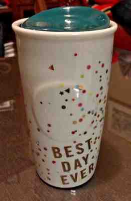 Starbucks 2015 “ Best Day Ever “ Confetti Tumbler 10 oz. Travel Mug w/ Lid  NEW! - Sold on eBay Aug, 26th 2018 for $15.00
