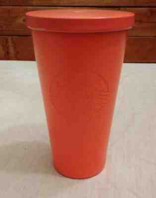 Starbucks Neon Orange Coral Stainless Steel Cold Cup Tumbler 16 Oz 2015 NO STRAW - Sold on eBay Aug, 24th 2018 for $11.99