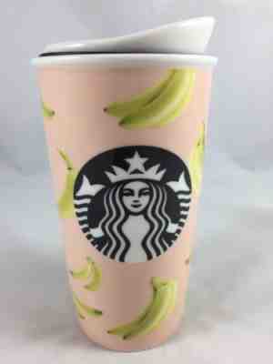 Starbucks 2015 Pink Banana 12 oz Ceramic Tumbler With Lid - Sold on eBay Aug, 21st 2018 for $22.00