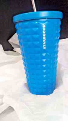 Starbucks Blue Studded Quilt Stainless Steel Cold Cup Tumbler 16 Oz 2015. NWT! - Sold on eBay Aug, 20th 2018 for $5.00