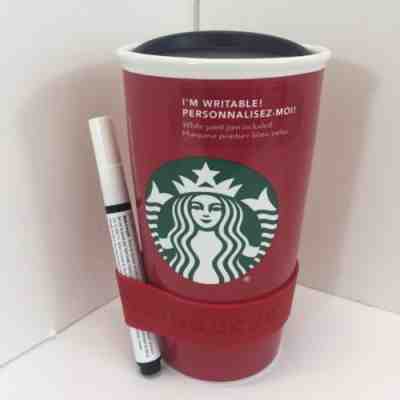Starbucks Create Your Own Ceramic 12 Oz. Travel Tumbler  Red Writeable 2016 New - Sold on eBay Sep, 28th 2018 for $29.99