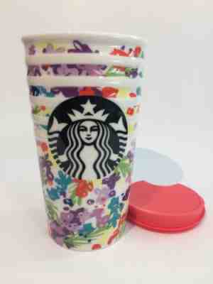 Starbucks Ceramic Tumbler Floral Spring White Stripe 2016 10 oz Coffee Cup NWT - Sold on eBay Sep, 25th 2018 for $30.00