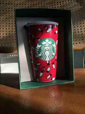 2016 STARBUCKS HOLIDAY CERAMIC TUMBLER CHRISTMAS LIGHTS 12 oz NEW - Sold on eBay Sep, 24th 2018 for $8.00