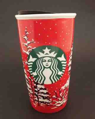 2016 Starbucks Snowy Trees Christmas Holiday Winter 12 oz. Ceramic Tumbler Mug  - Sold on eBay Sep, 14th 2018 for $12.99