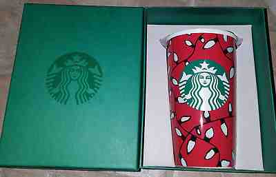 2016 STARBUCKS HOLIDAY CERAMIC TUMBLER CHRISTMAS LIGHTS 12 oz NEW - Sold on eBay Sep, 14th 2018 for $11.99
