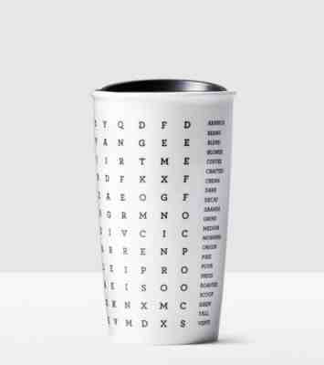 NEW Starbucks 2016 Word Search Ceramic Travel Tumbler With Lid - Sold on eBay Sep, 13th 2018 for $11.95