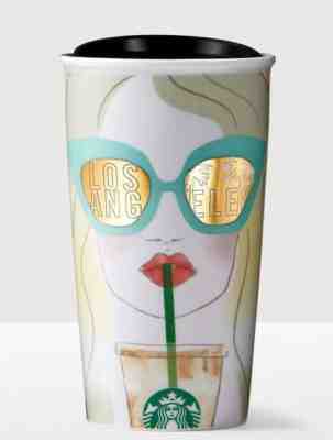 NEW 2016 Starbucks Los Angeles Double Wall Traveler Ceramic Tumbler 12oz - Sold on eBay Sep, 11th 2018 for $57.00
