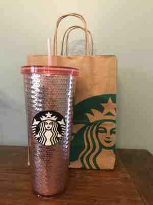 STARBUCKS PINK ROSE GOLD SEQUIN COLD CUP VENTI 24oz TUMBLER -LTD.ED 2017 NEW - Sold on eBay Oct, 4th 2018 for $59.99