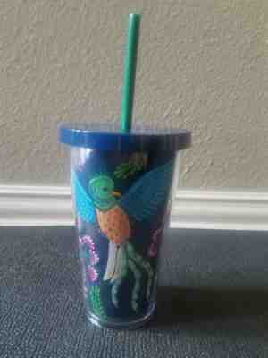 2017 Starbucks Cold Cup Quetzal Bird Acrylic Tumbler Blue Straw 16 oz NEW Tags - Sold on eBay Oct, 3rd 2018 for $22.99