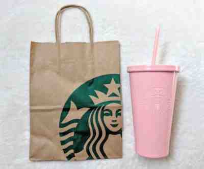 New Starbucks Matte Pink Stainless Steel Cold Cup Tumbler 2017 Grande 16 oz  - Sold on eBay Oct, 3rd 2018 for $50.00
