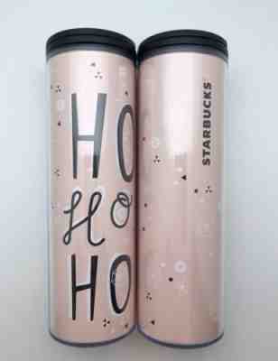 NWT Starbucks Set of 2 Christmas Ho Ho Ho Tumblers 2017 Pink Acrylic Cup 16oz  - Sold on eBay Oct, 2nd 2018 for $15.90