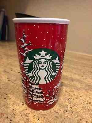 BRAND NEW 2017 STARBUCKS CHRISTMAS TREE CERAMIC TUMBLER/TRAVEL MUG 12 OZ  - Sold on eBay Sep, 28th 2018 for $29.99