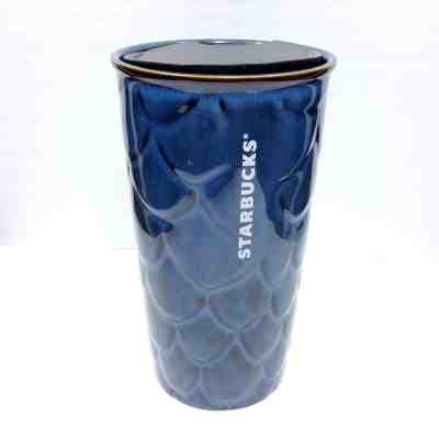 Starbucks 2017 Blue Scales Traveler Travel Mug Tumbler Ceramic 10oz NEW - Sold on eBay Sep, 27th 2018 for $34.95